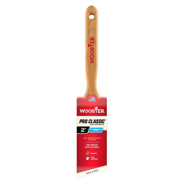 Wooster 2" Angle Sash Paint Brush, Black China Bristle, Sealed Maple Wood Handle Z1293